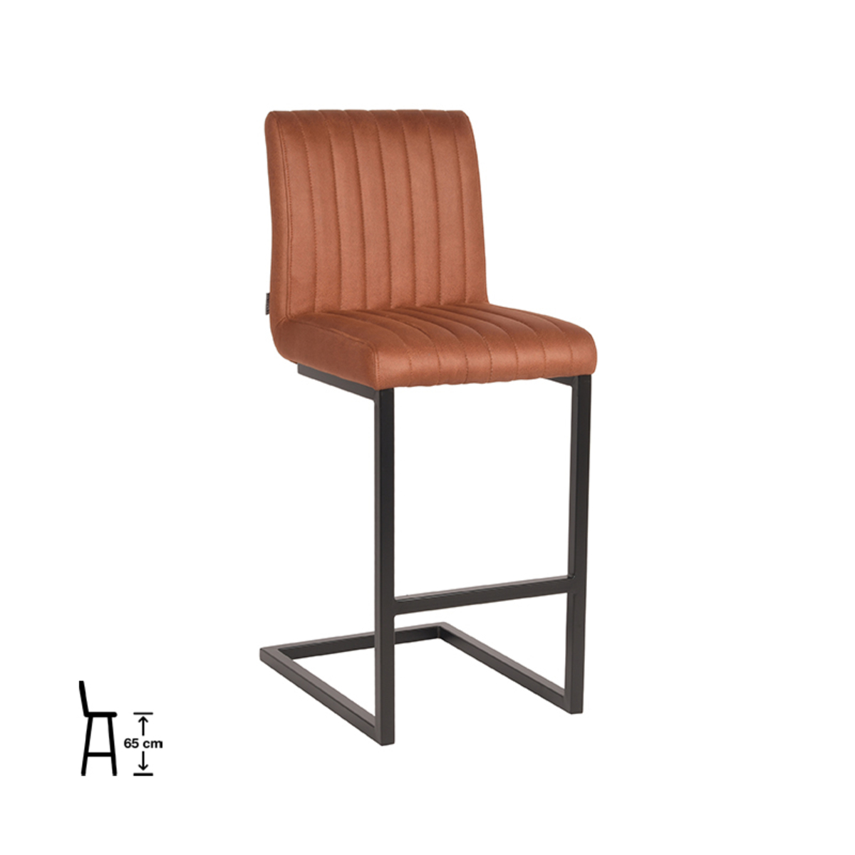 LABEL51 Barhocker Milo - Cognac - Mikrofaser - Sitzhöhe 65