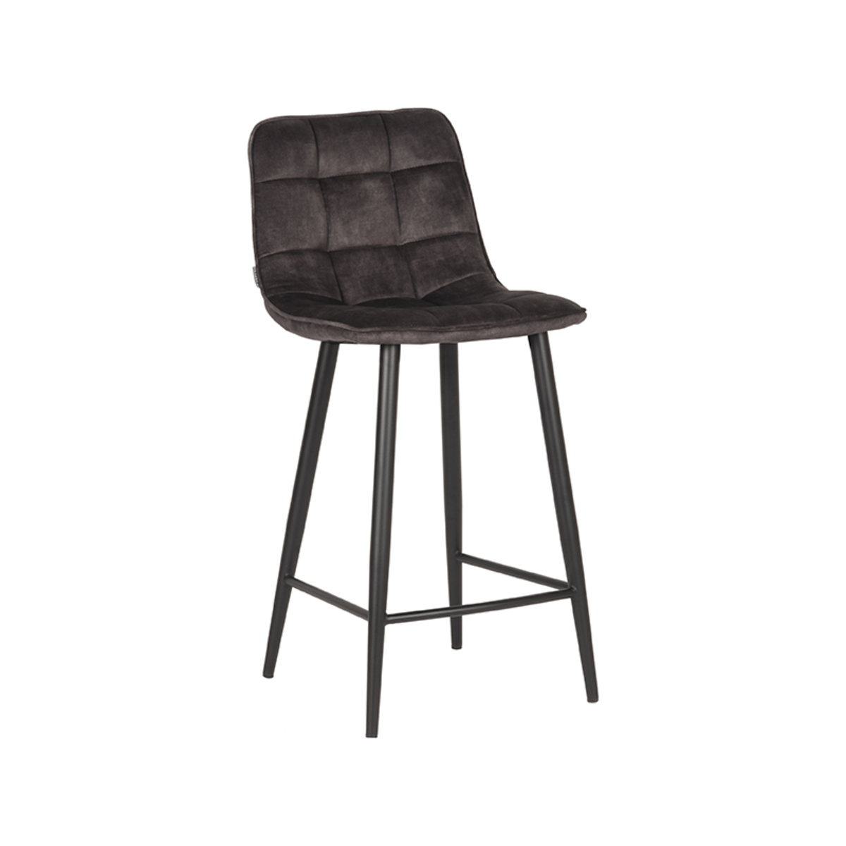 LABEL51 Barhocker Jelt - Anthrazit - Velours - Sitzhöhe 65