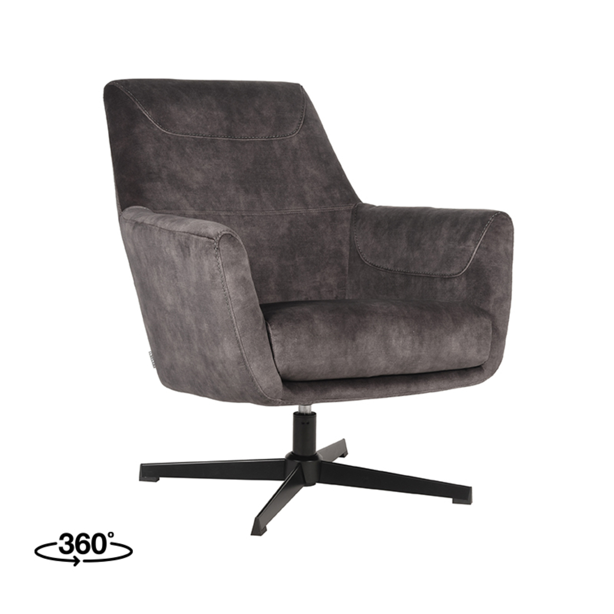 LABEL51 Sessel Toby - Anthrazit - Samt
