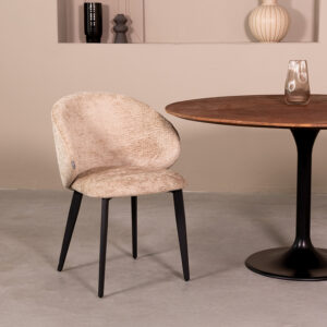 LABEL51 Esszimmerstuhl Logan - Beige - Samt