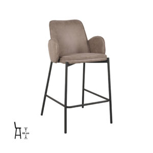 LABEL51 Barhocker Joni - Taupe - Mikrofaser - Sitzhöhe 65 cm