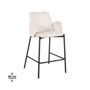 LABEL51 Barhocker Joni - Creme - Samt - Sitzhöhe 65 cm