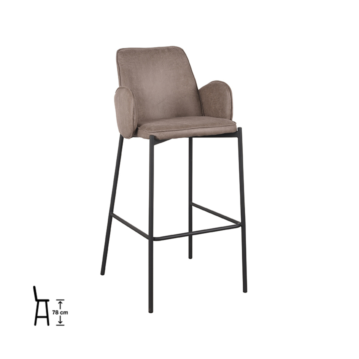 LABEL51 Barhocker Joni - Taupe - Mikrofaser - Sitzhöhe 78 cm