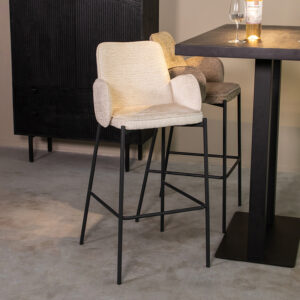 LABEL51 Barhocker Joni - Beige - Samt - Sitzhöhe 78 cm