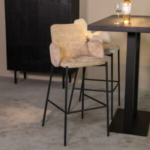 LABEL51 Barhocker Joni - Beige - Samt - Sitzhöhe 78 cm