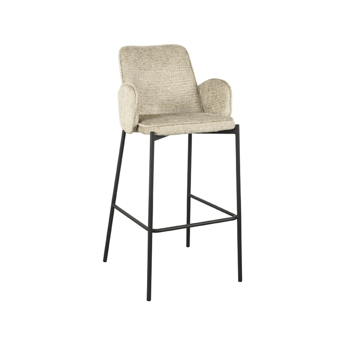 LABEL51 Barhocker Joni - Beige - Samt - Sitzhöhe 78 cm – Bild 3