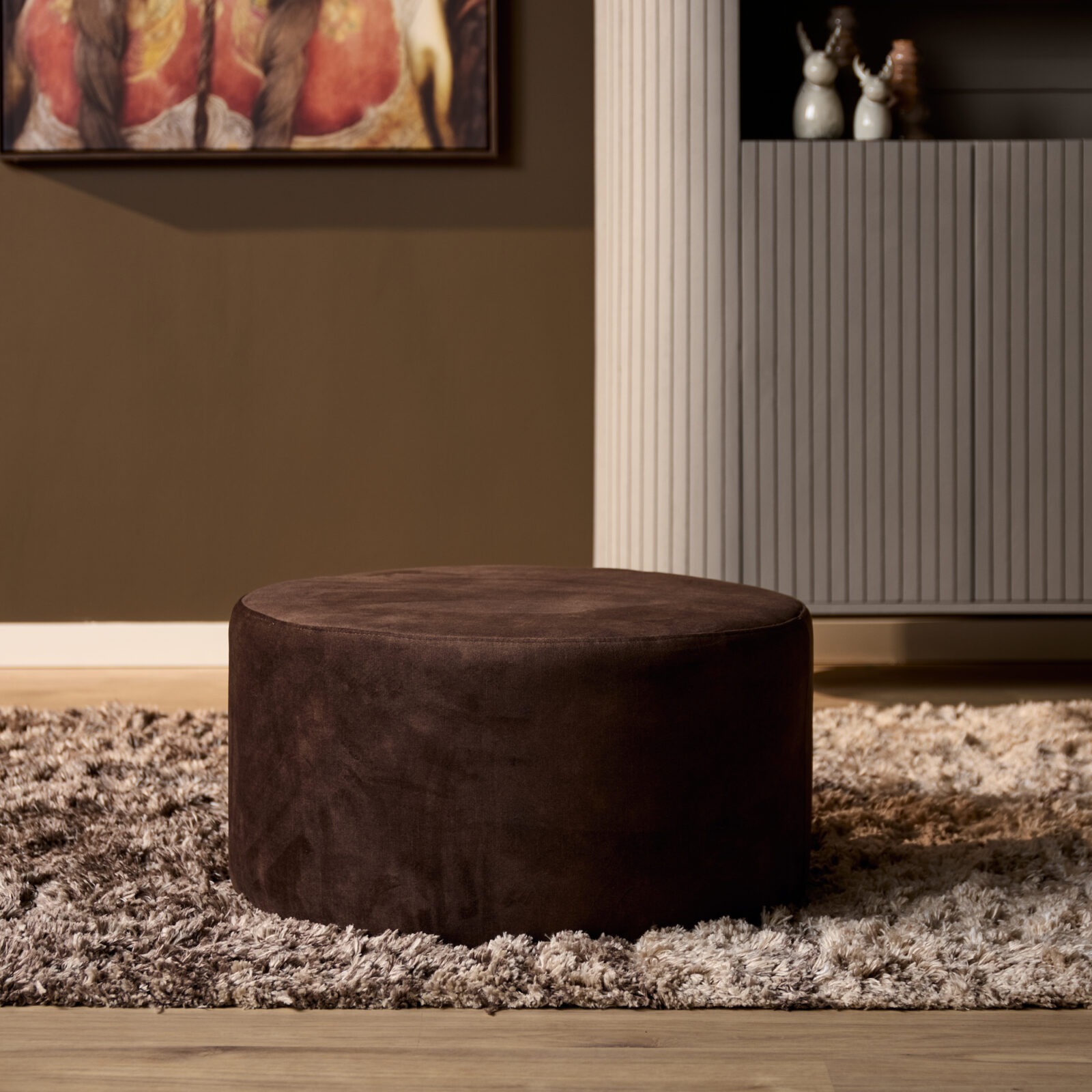 Mein Sofa-Hocker | Rund | 60 cm | Adore 108 | Braun