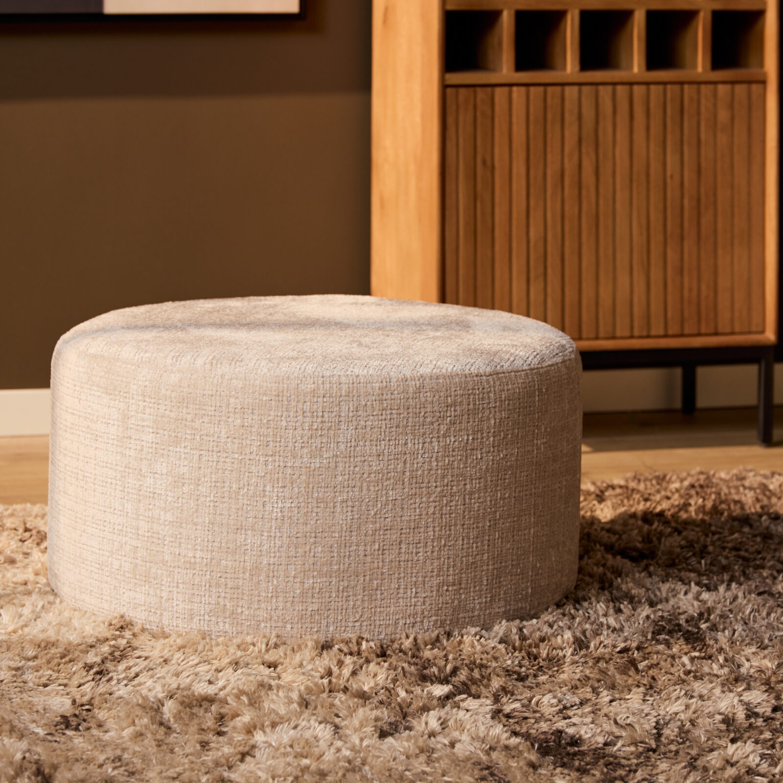 Mijn bankpoef | Rond | 60 cm | Cremona 02 | Beige
