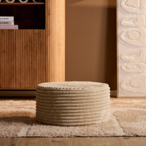 Mein Sofahocker | Rund | 60 cm | Tilia 03 | Beige