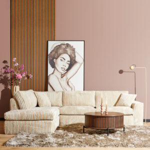 MySofa Teddy | Recamiere links + 2,5-Sitzer | Beige