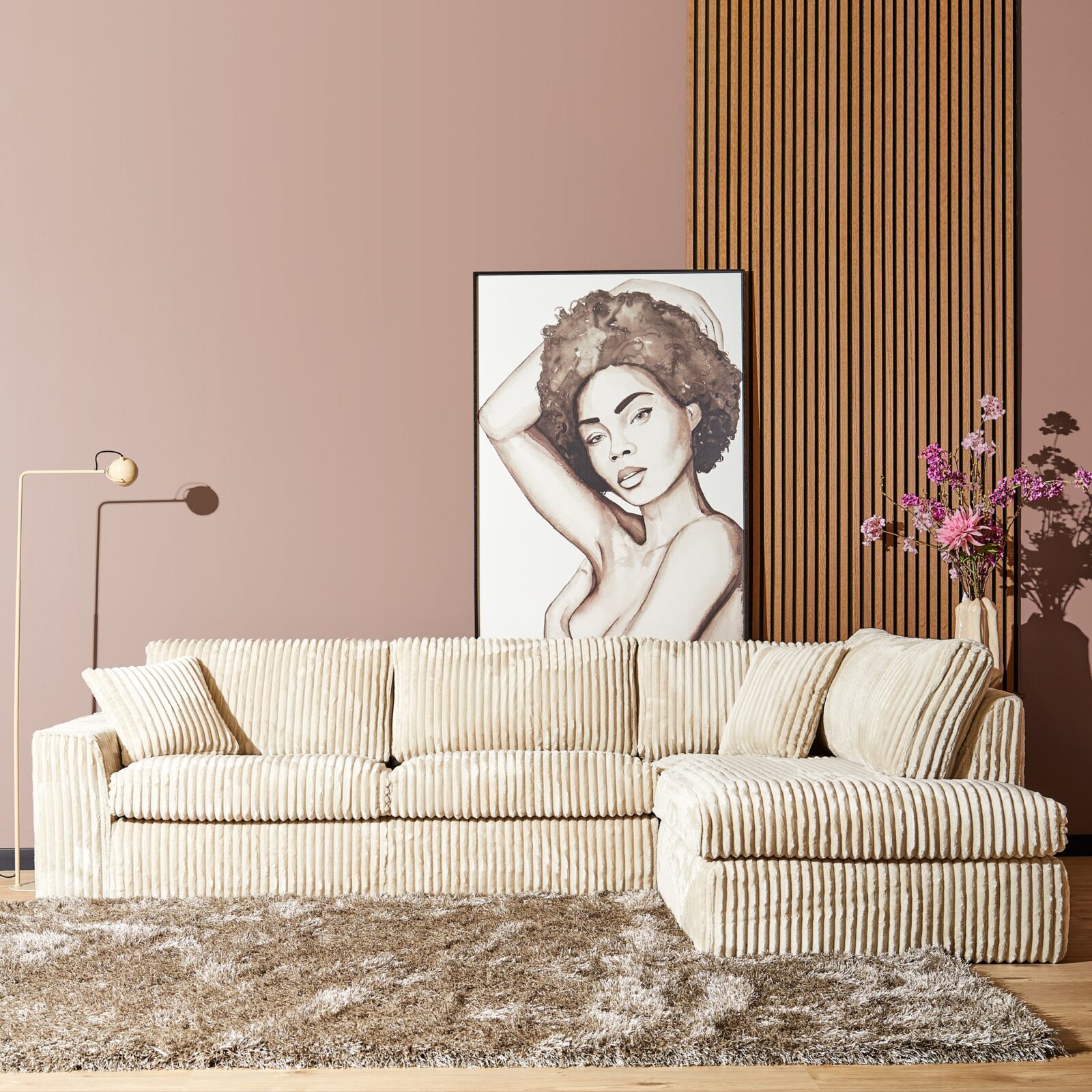 MySofa Teddy | 2,5-Sitzer + Recamiere rechts | Beige