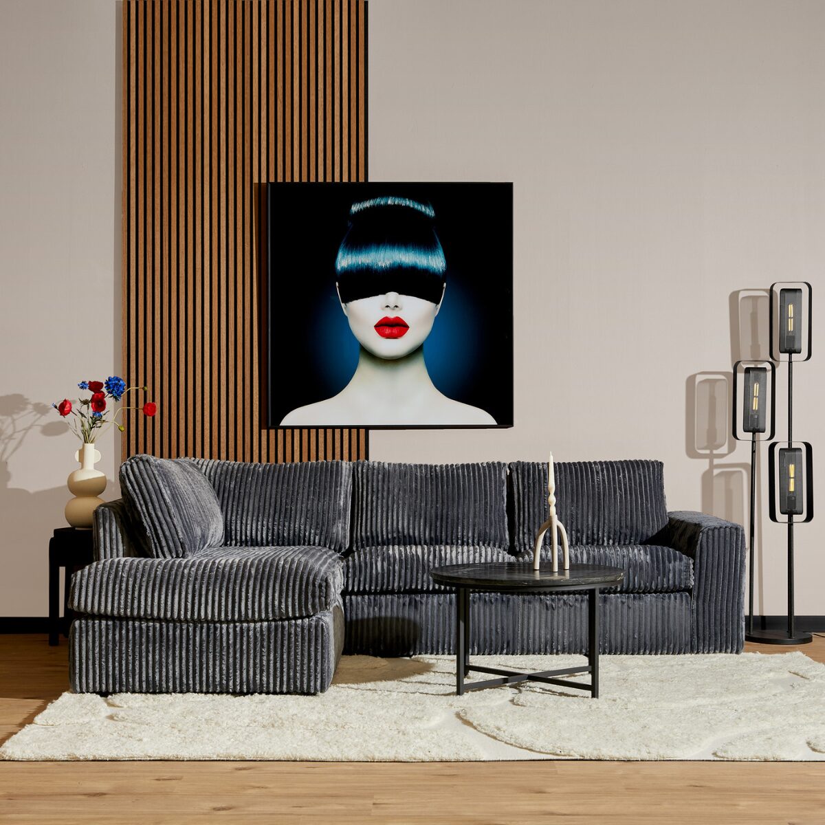 MySofa Teddy | Divan links + 2,5-zits | Antraciet