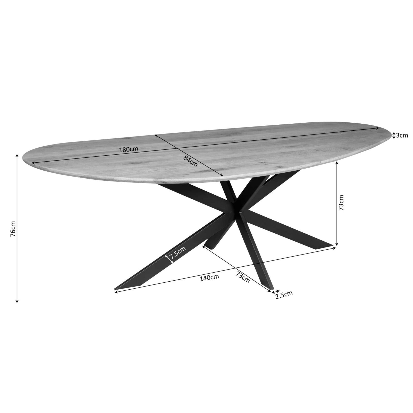 Esstisch Cloud | 180 cm | Eiche | Braun – Bild 5