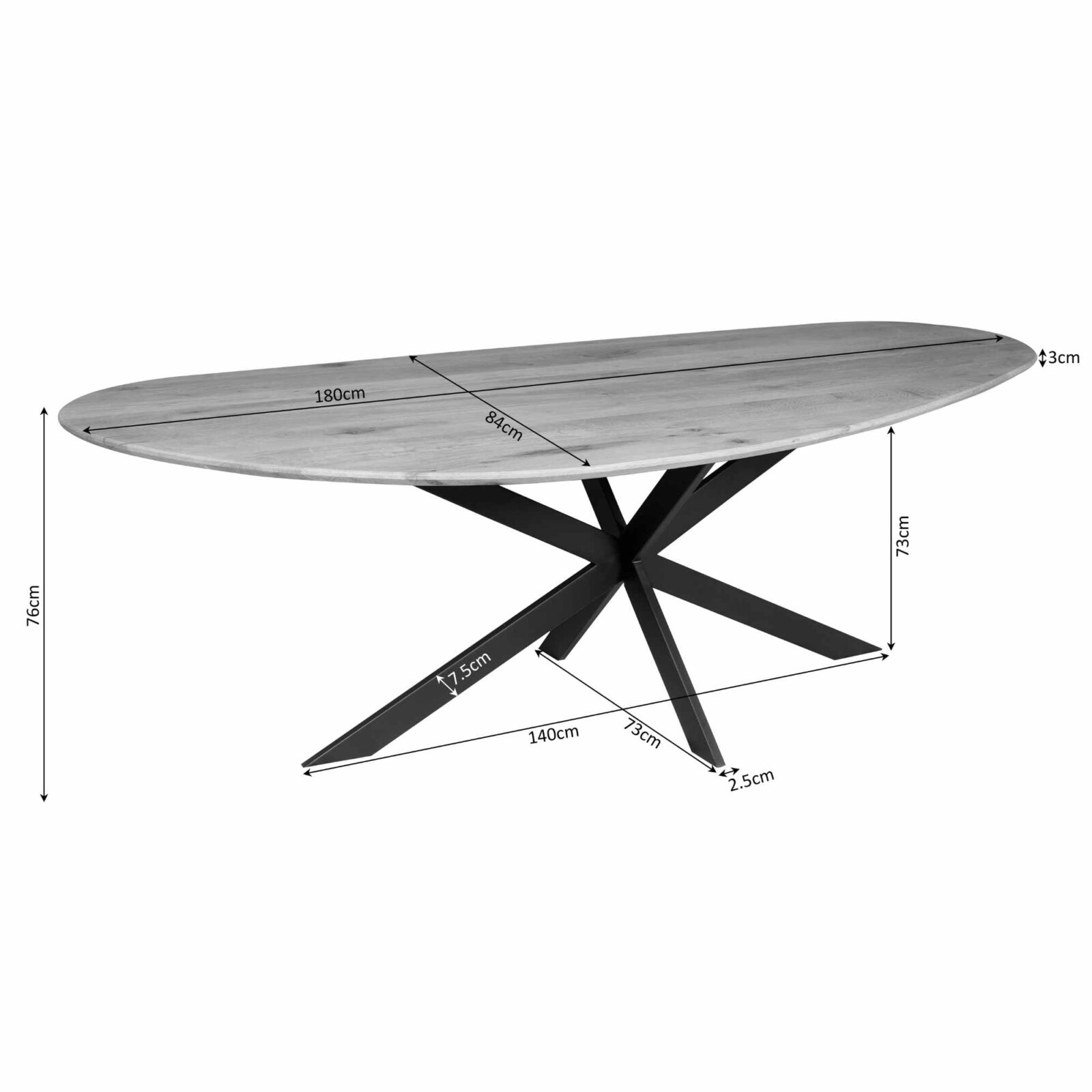 Esstisch Cloud | 180 cm | Eiche | Schwarz – Bild 4
