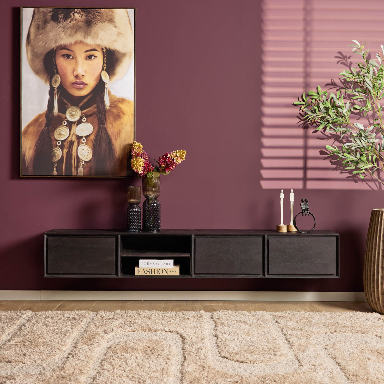Schwebendes TV-Möbel Ambiance Black | 200 cm – Bild 6