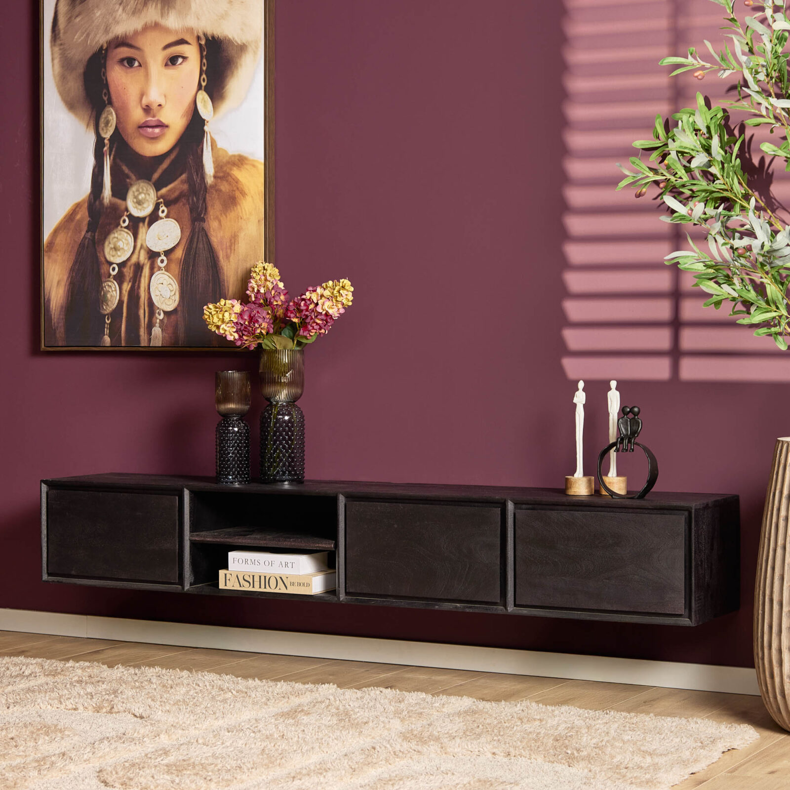 Schwebendes TV-Möbel Ambiance Black | 200 cm – Bild 7