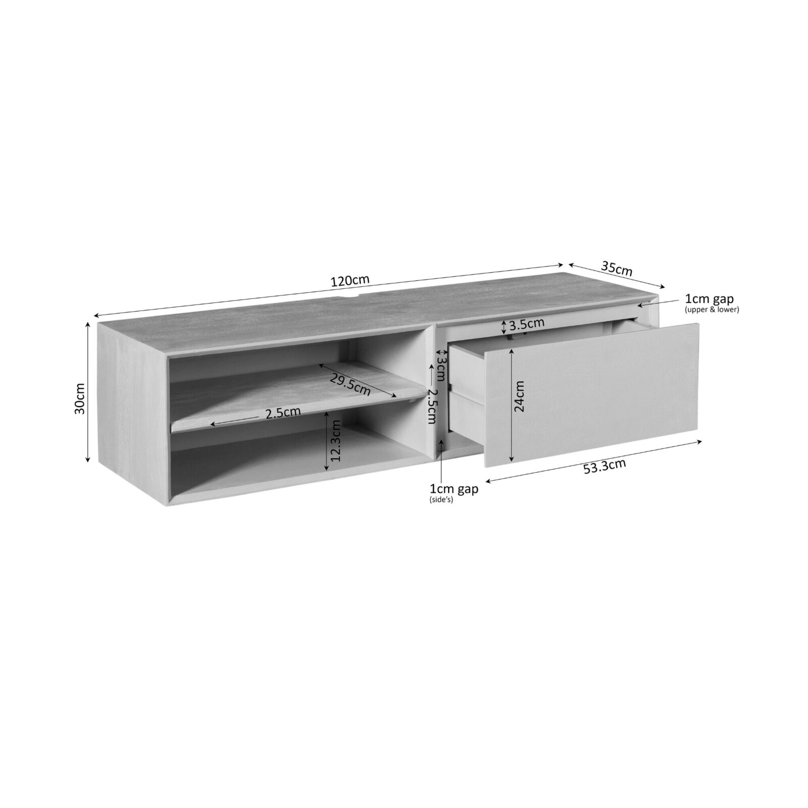 Schwebendes TV-Möbel Ambiance Brown | 120 cm – Bild 2