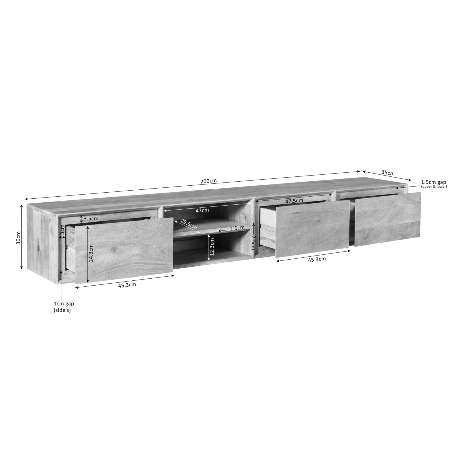 Schwebendes TV-Möbel Ambiance Sand | 200 cm – Bild 3
