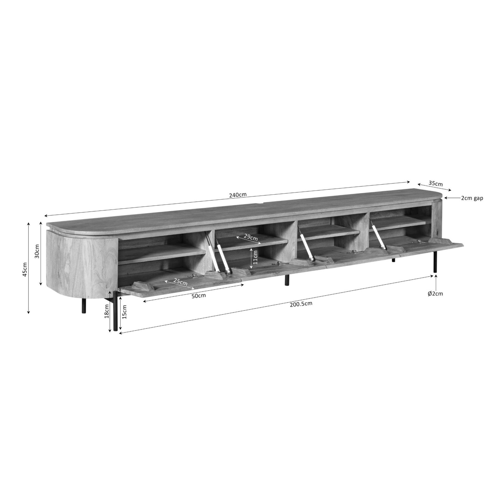 TV-Möbel Excellent Natur | 240 cm – Bild 2