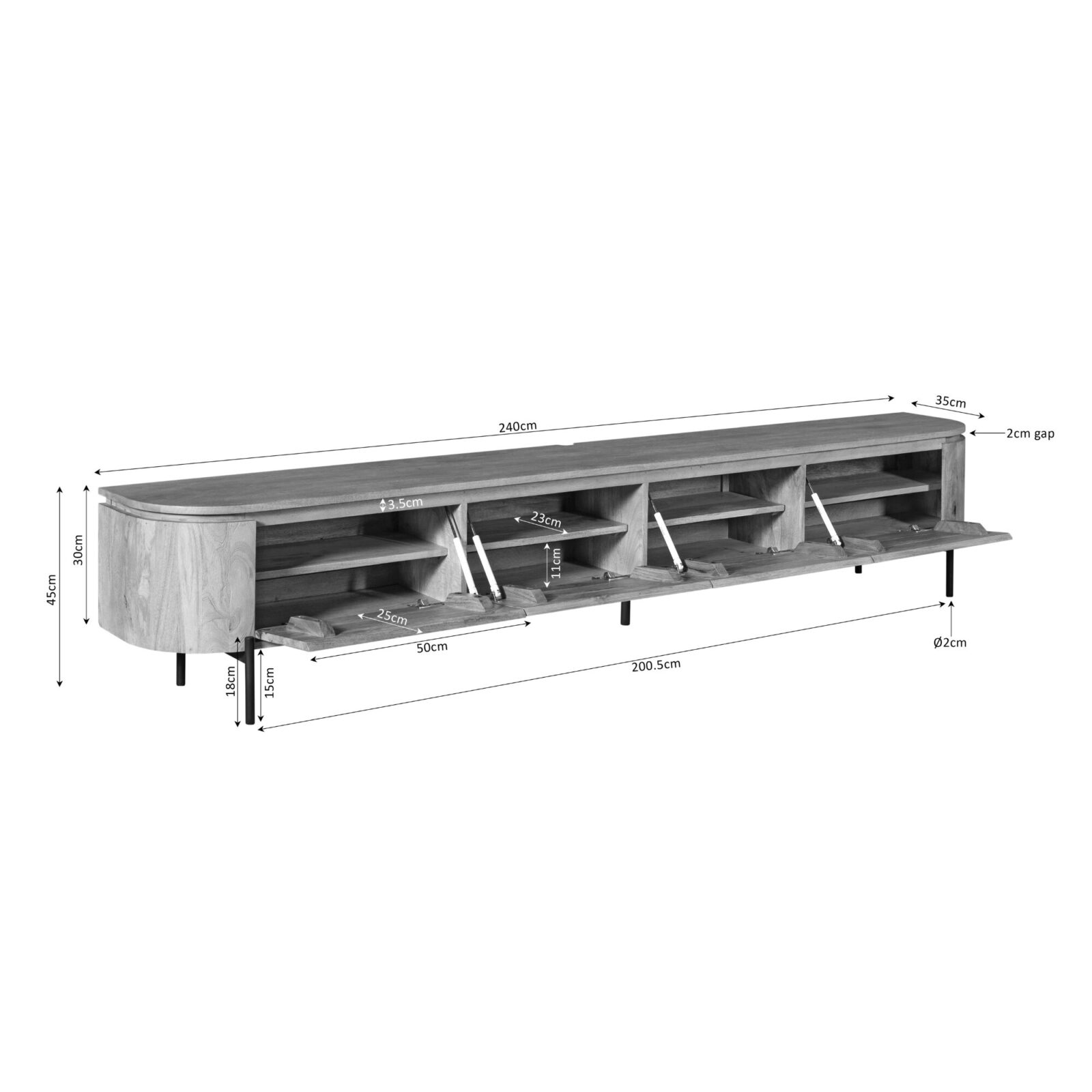 TV-Möbel Excellent Taupe | 240 cm – Bild 5