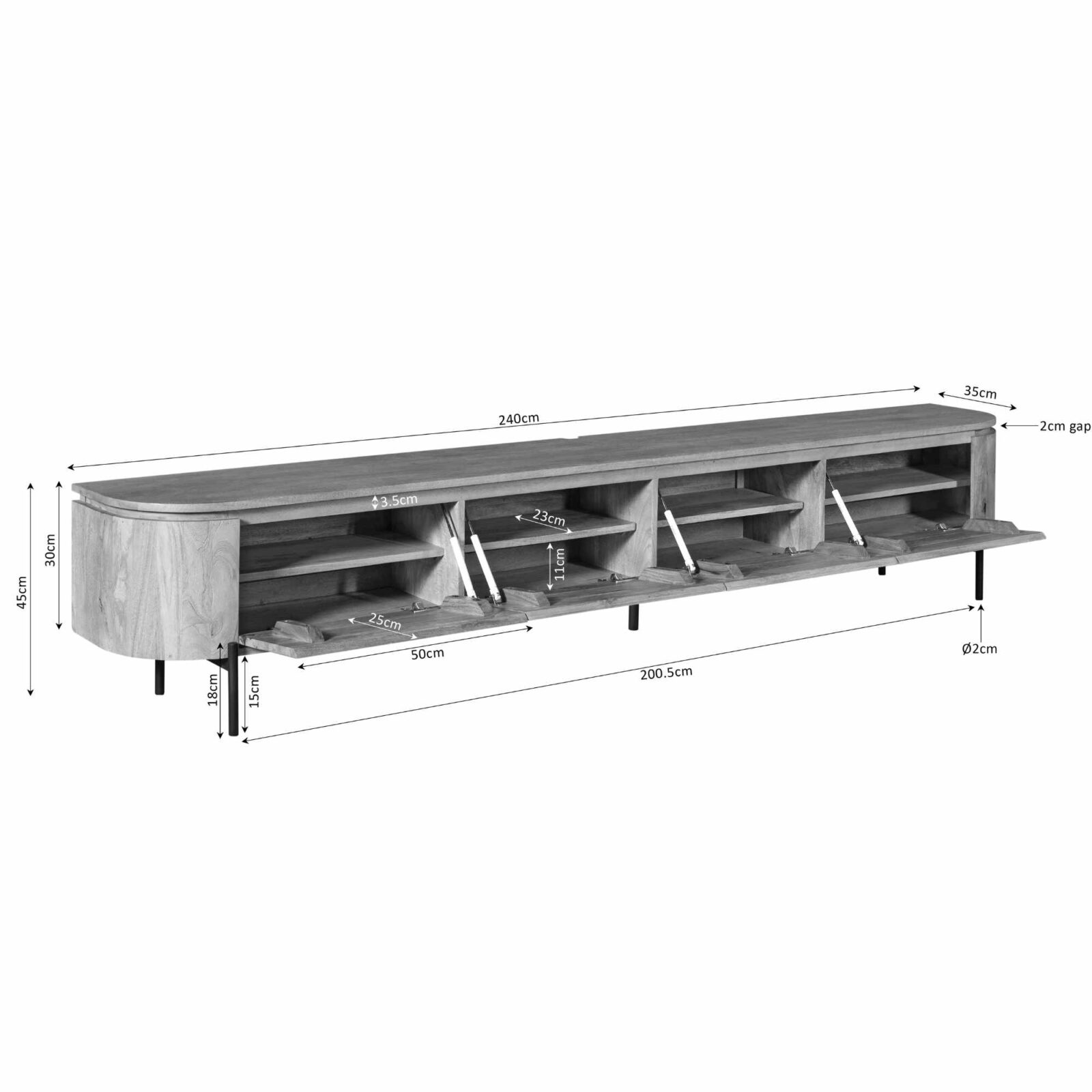TV-Möbel Excellent Taupe | 240 cm – Bild 8