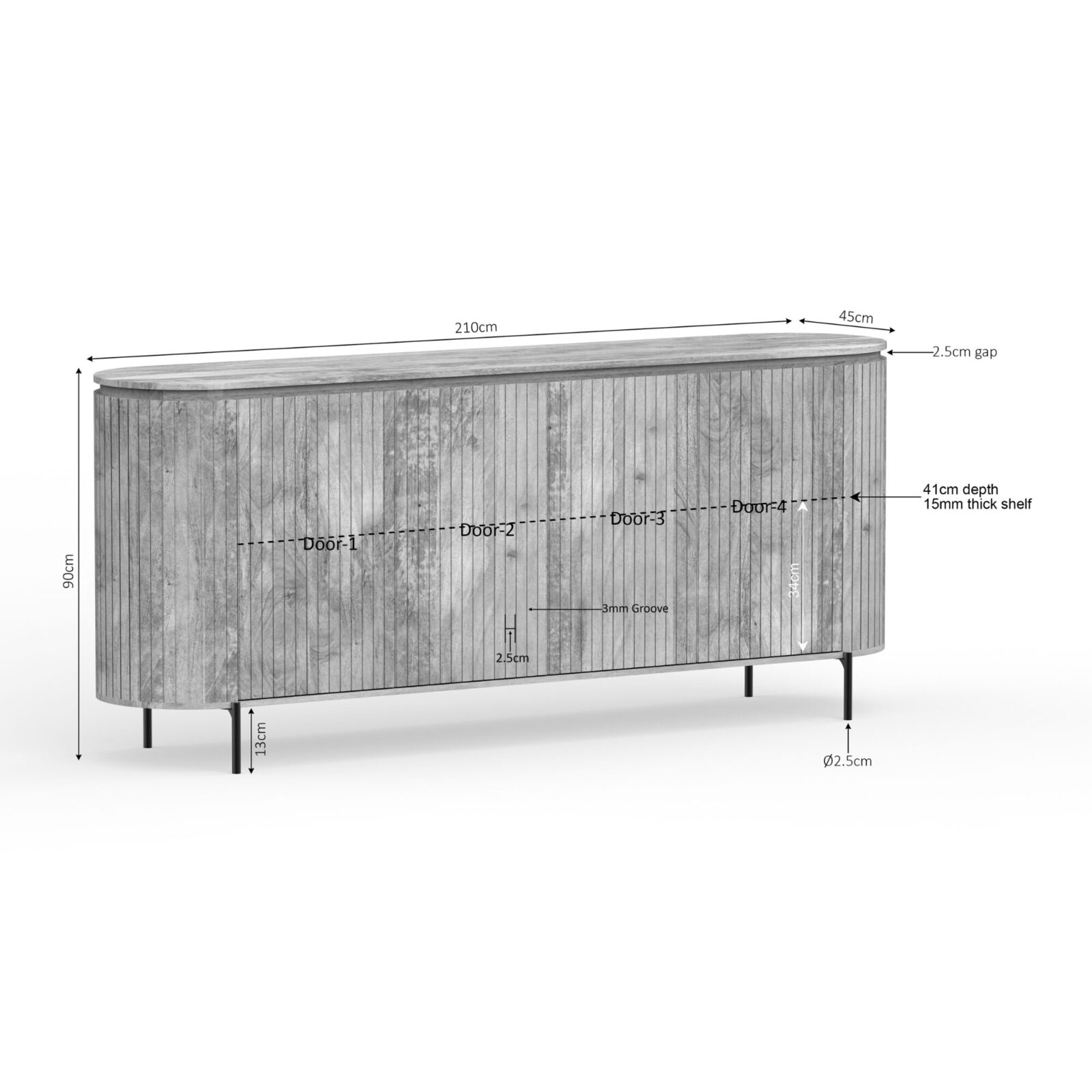 Sideboard Solana | 210 cm | Natur – Bild 6
