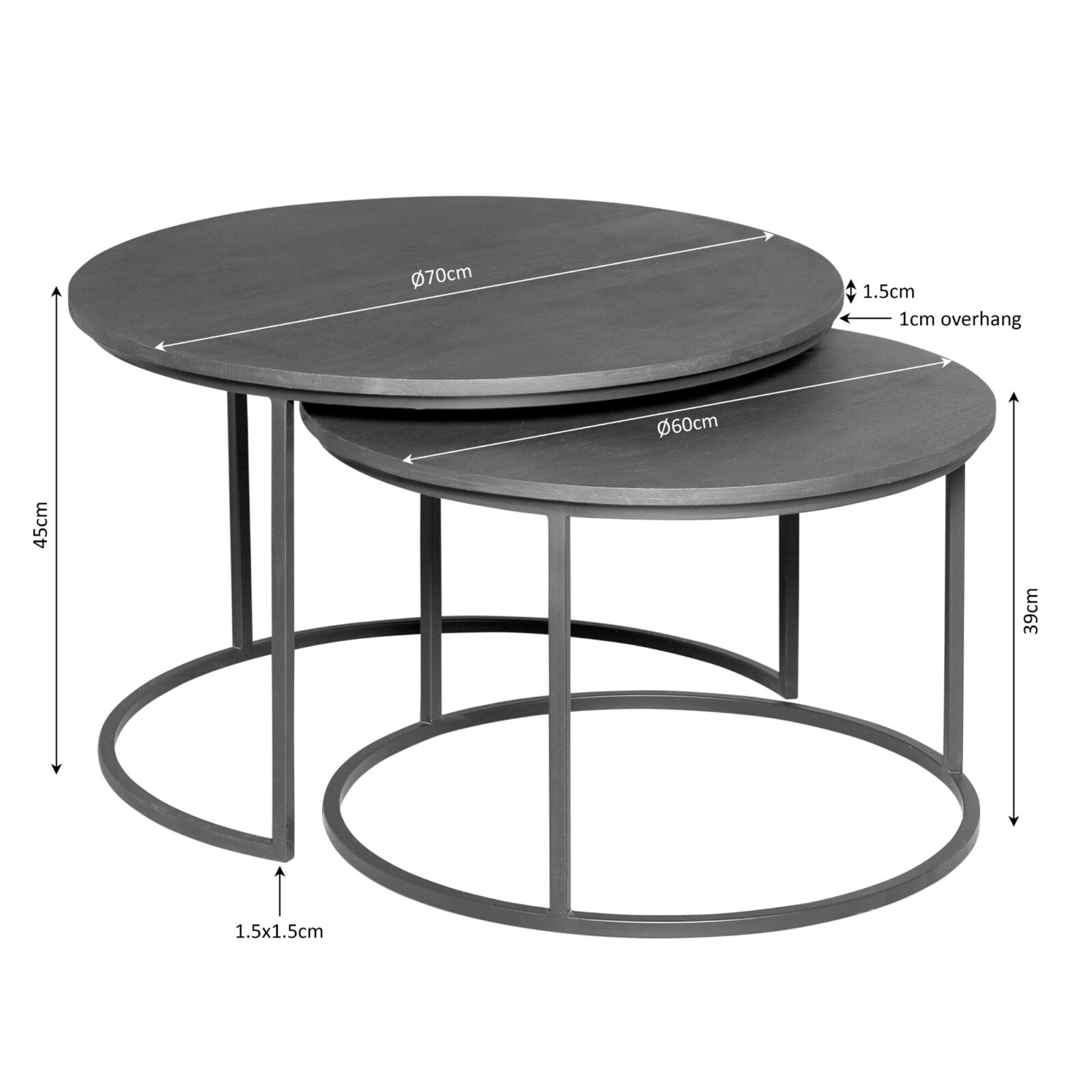 Couchtisch Madison Natural | 70 cm | 2er-Set – Bild 5