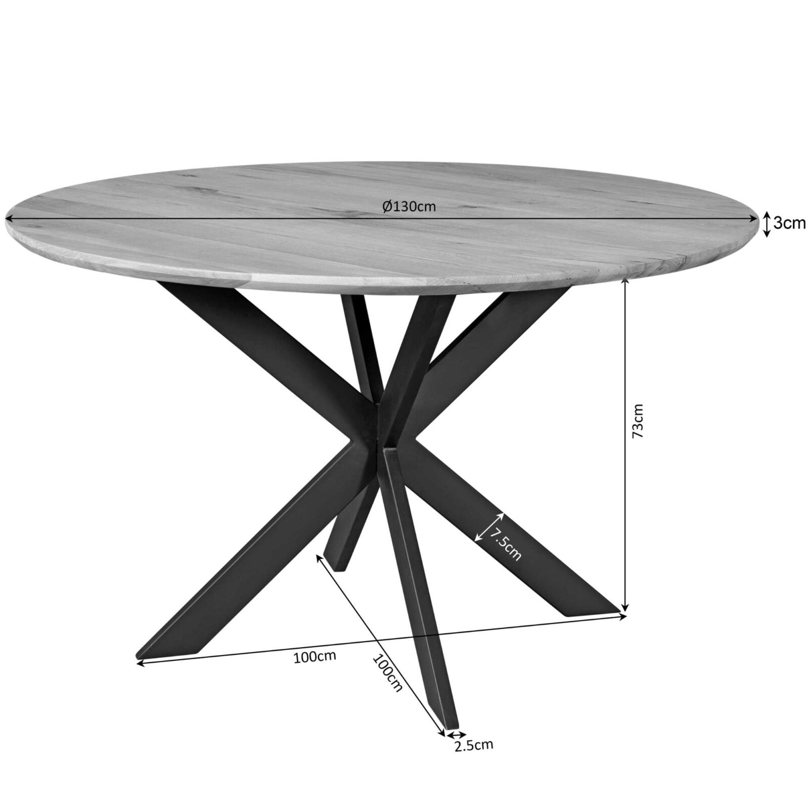 Eichen-Esstisch Ferris | Rund 130 cm | Braun – Bild 3