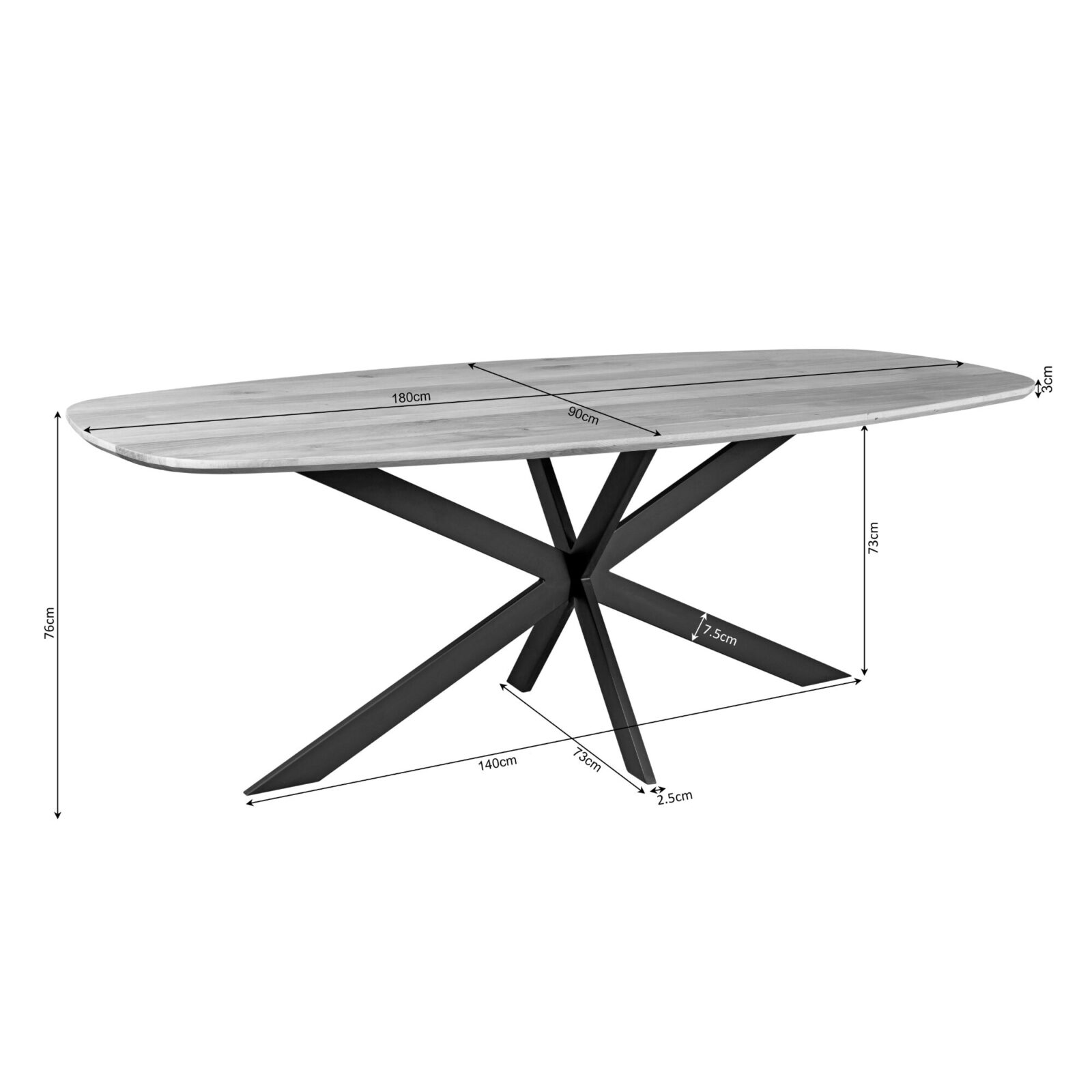Eichen-Esstisch Ferris | Dänisch oval 180 cm | Braun – Bild 3