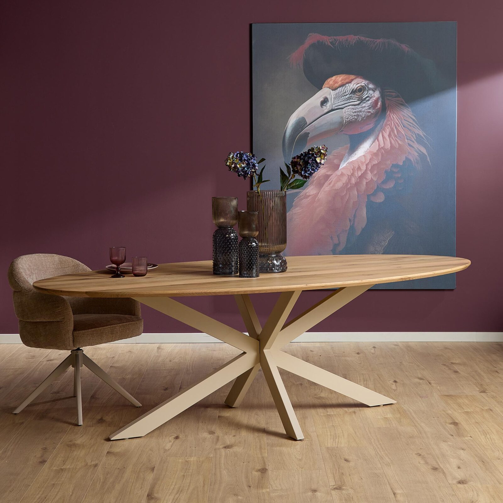Eichen-Esstisch Ferris | Oval 180 cm | Natur | Gestell Sand