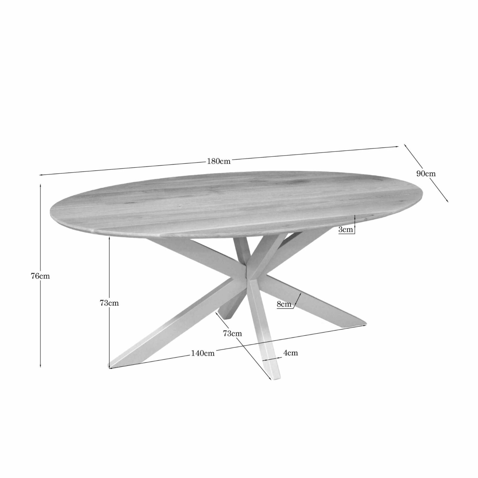 Eichen-Esstisch Ferris | Oval 180 cm | Natur | Gestell Sand – Bild 4