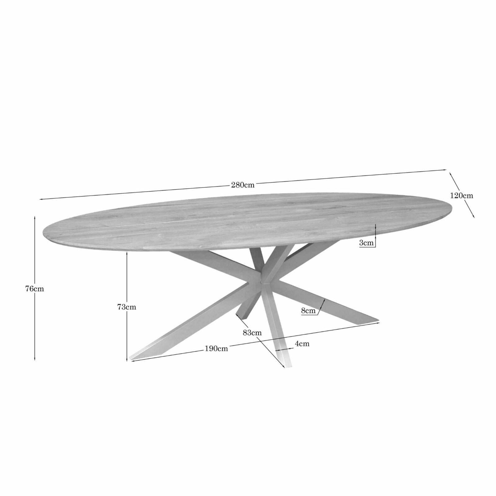 Eichen-Esstisch Ferris | Oval 280 cm | Natur | Fuß Sand – Bild 4