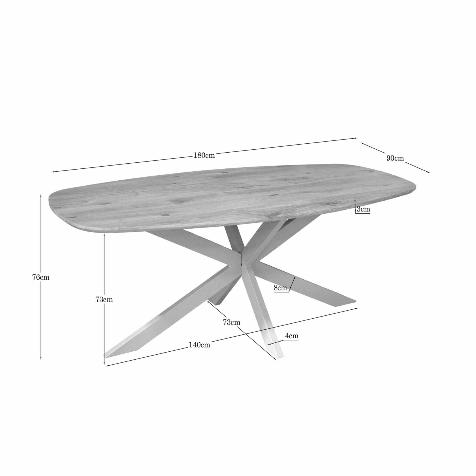 Eichen-Esstisch Ferris | Dänisch Oval 180 cm | Natur | Fuß Sand – Bild 4
