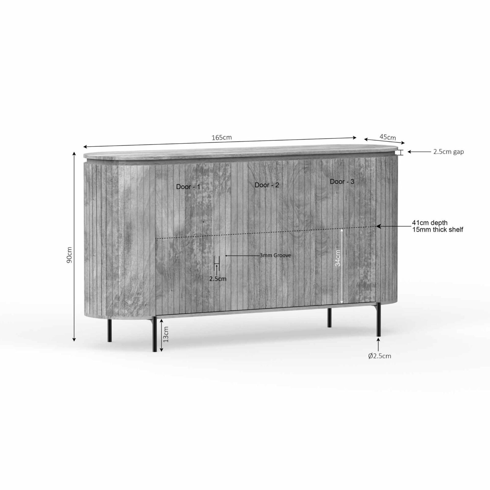 Sideboard Solana | 165 cm | Taupe – Bild 11