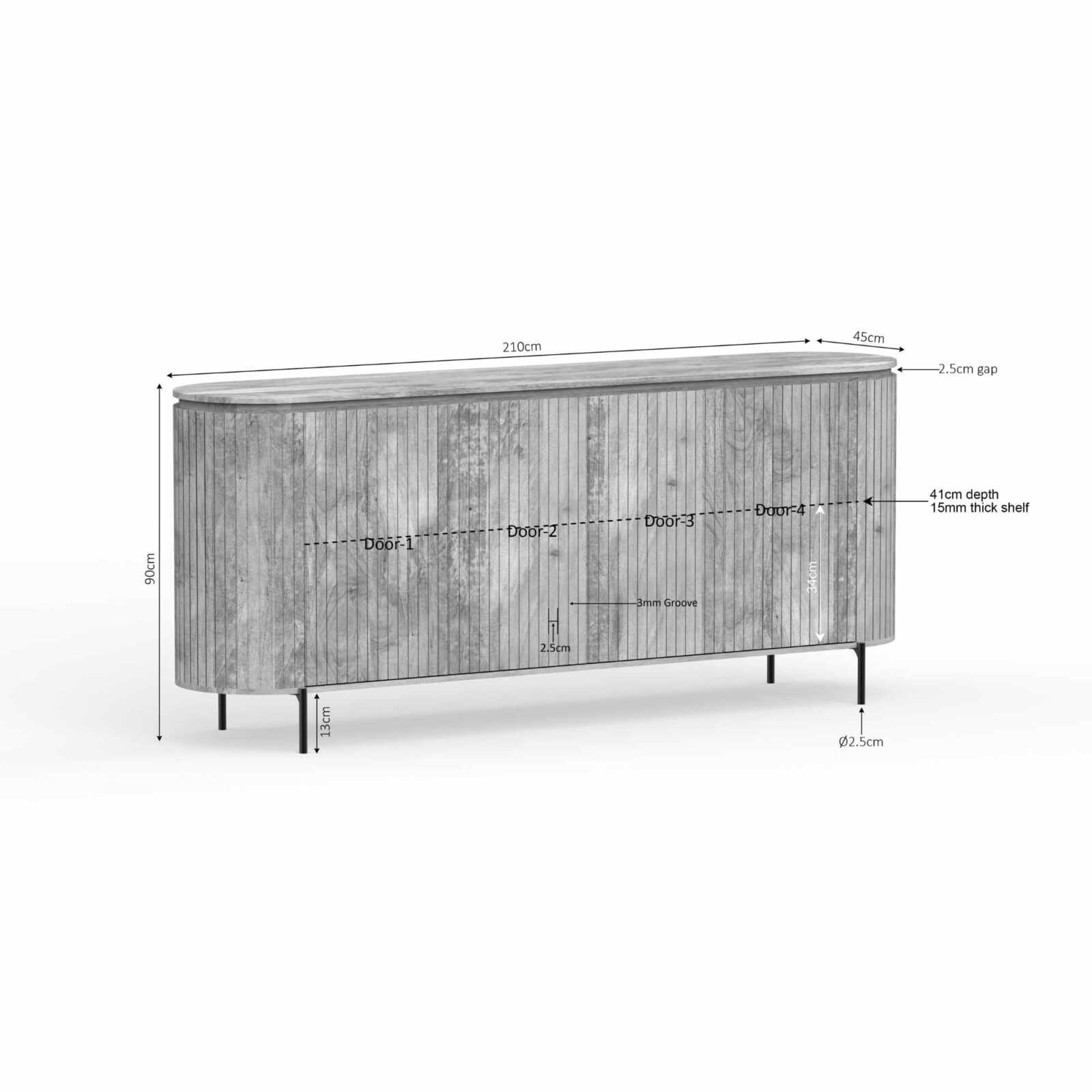 Sideboard Solana | 210 cm | Taupe – Bild 11