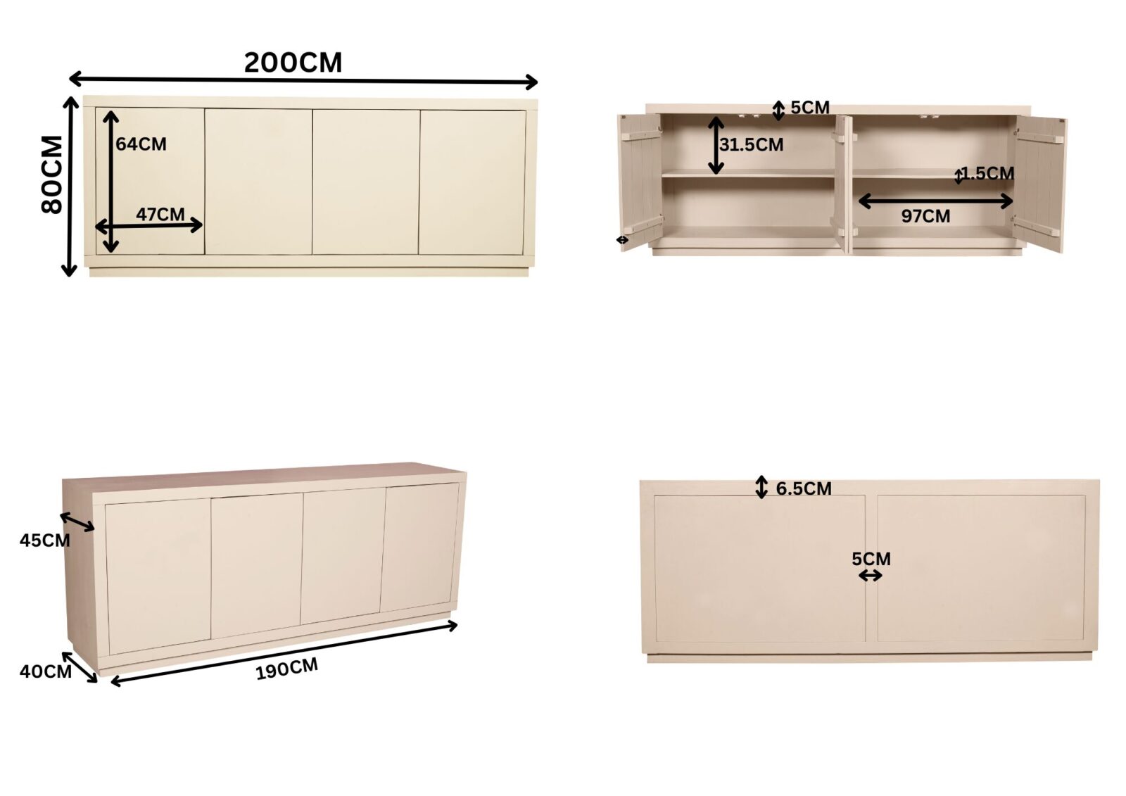Sideboard Brussel 4-türig | 200 cm – Bild 16