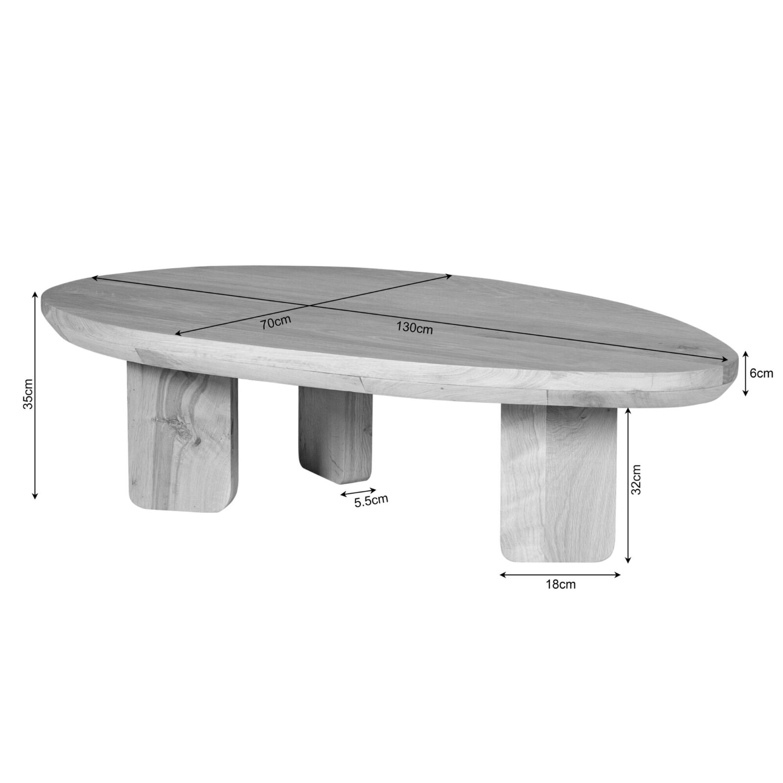 Couchtisch Zillah | 130 cm | Eichenbraun – Bild 8