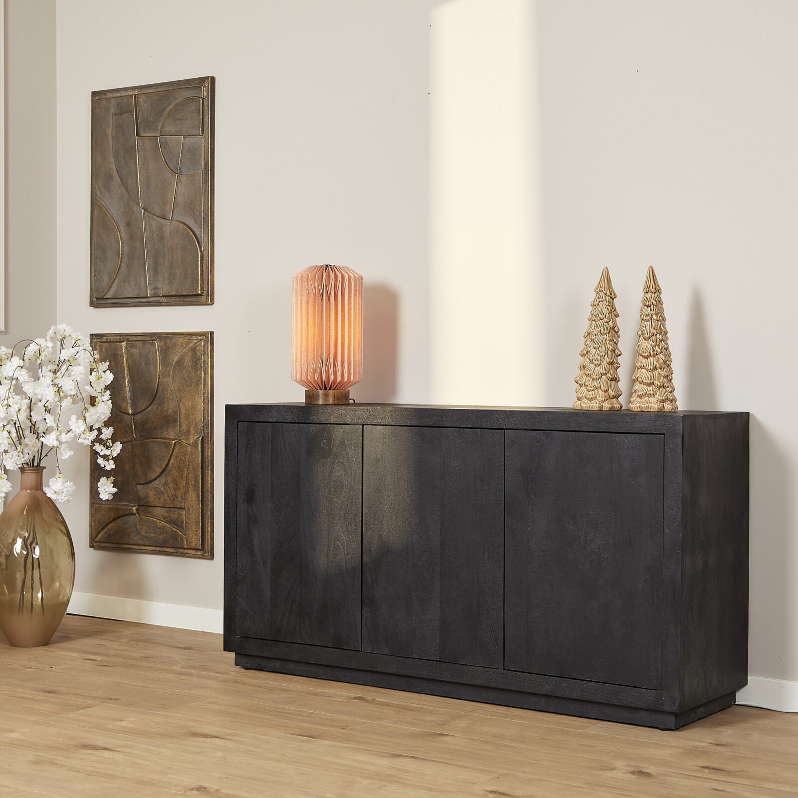 Sideboard Brüssel Schwarz 3-türig | 150 cm