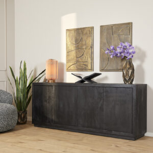 Sideboard Brüssel Schwarz 4-türig | 200 cm