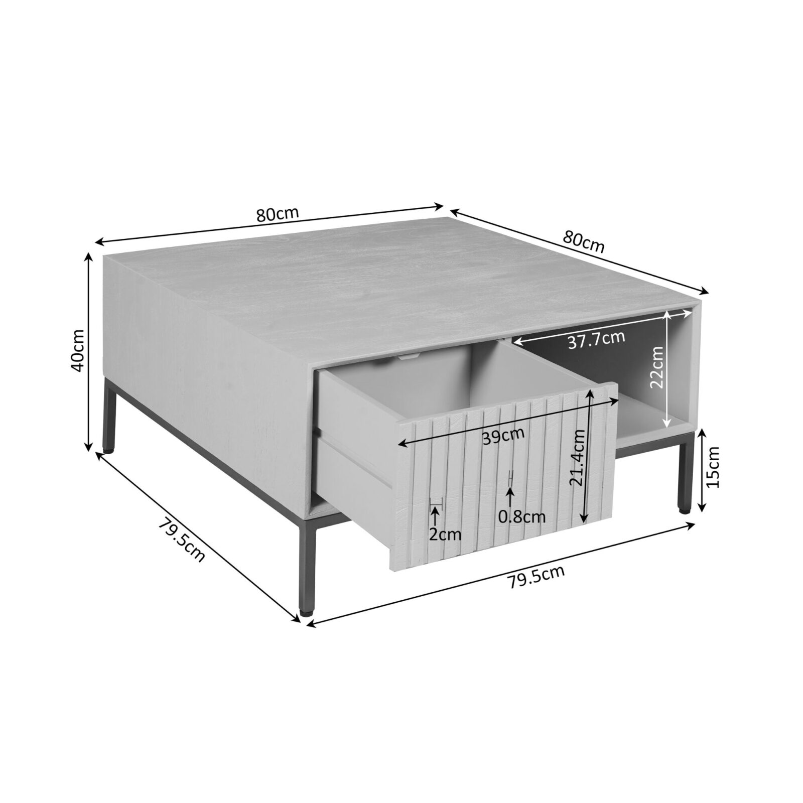 Couchtisch Madison Braun | 80 cm | Quadratisch – Bild 8