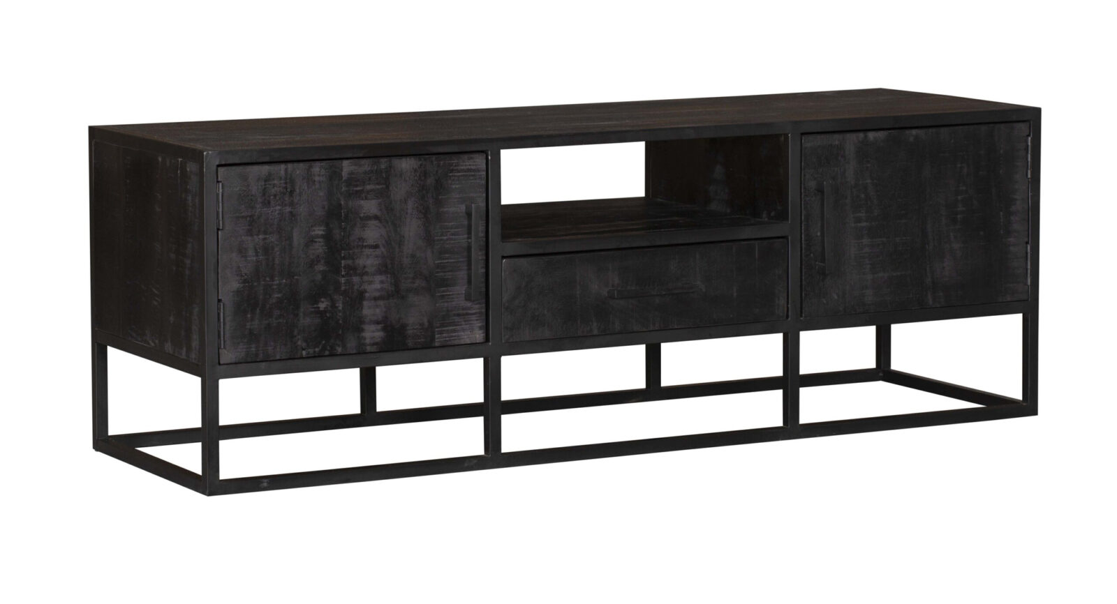 TV-Möbel Denver Black 145 cm | Mangoholz und Stahl – Bild 5
