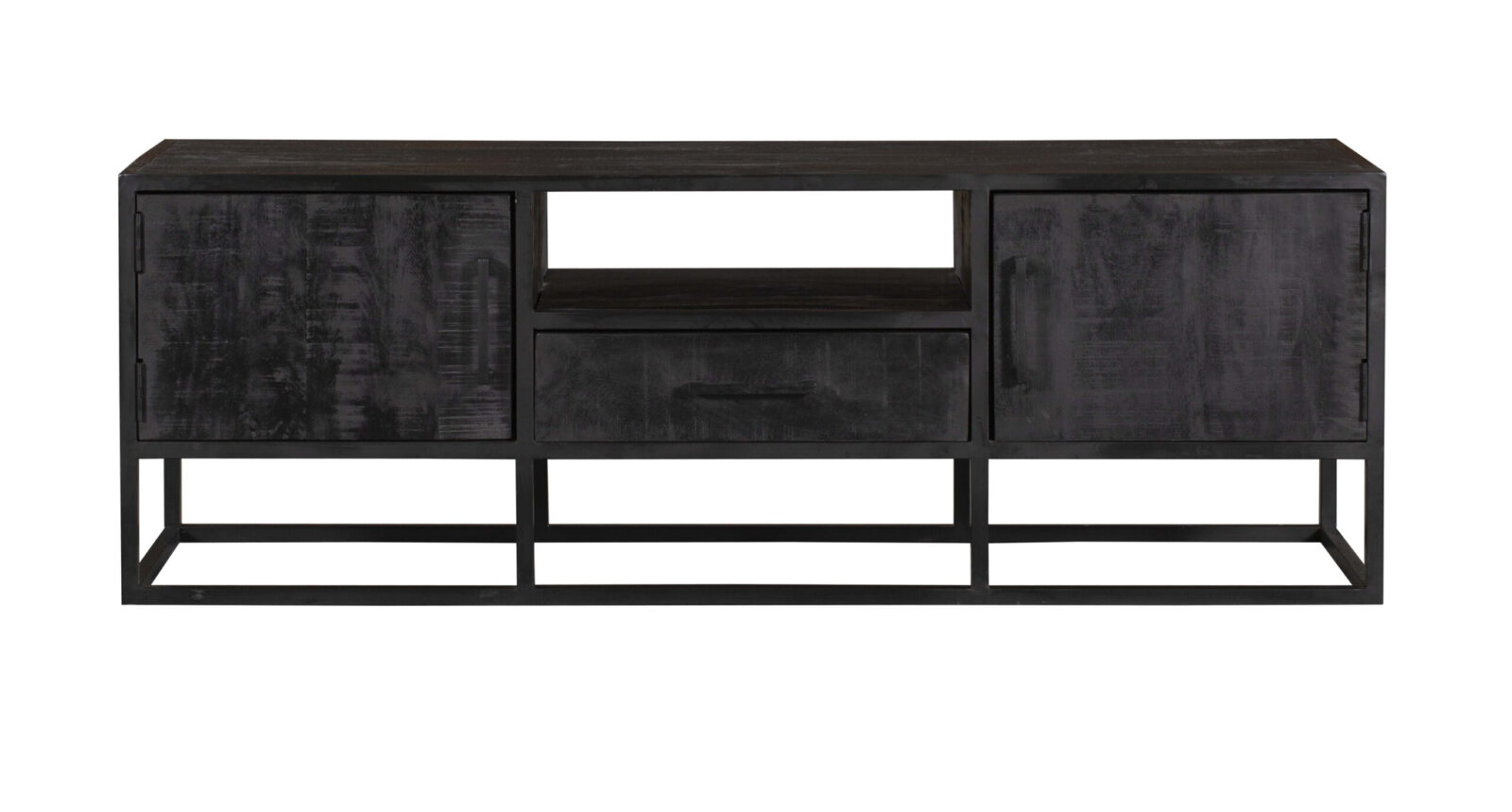 TV-Möbel Denver Black 145 cm | Mangoholz und Stahl – Bild 6