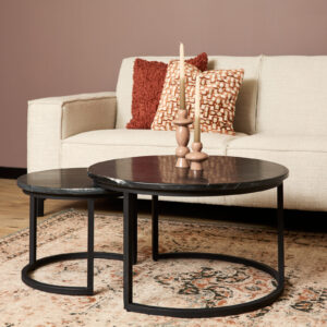 Couchtisch Nova | 2er-Set | Rund | Schwarzer Marmor