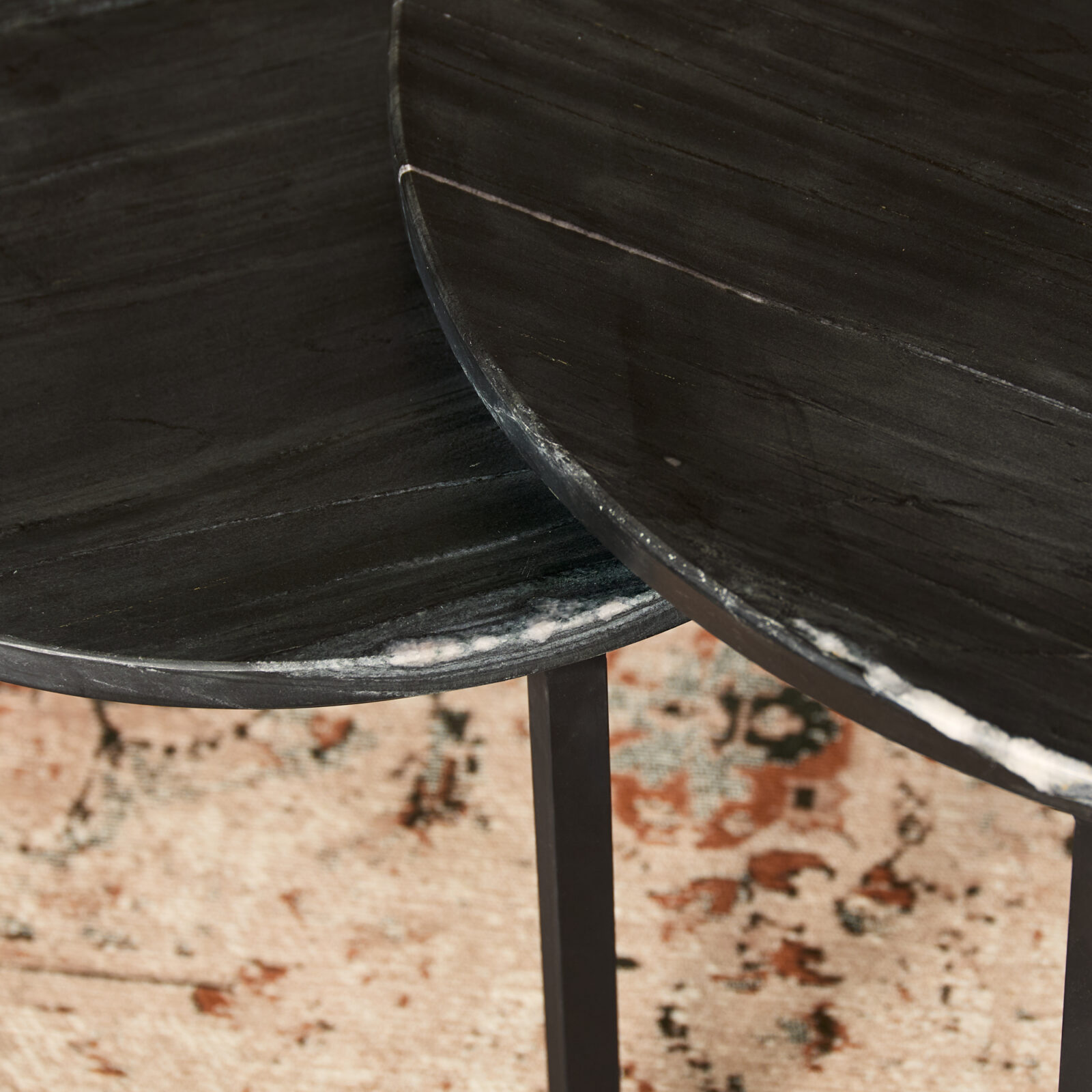Couchtisch Nova | 2er-Set | Rund | Schwarzer Marmor – Bild 2