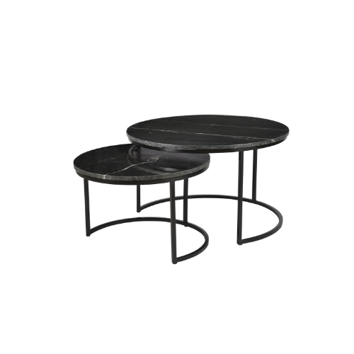 Couchtisch Nova | 2er-Set | Rund | Schwarzer Marmor – Bild 4
