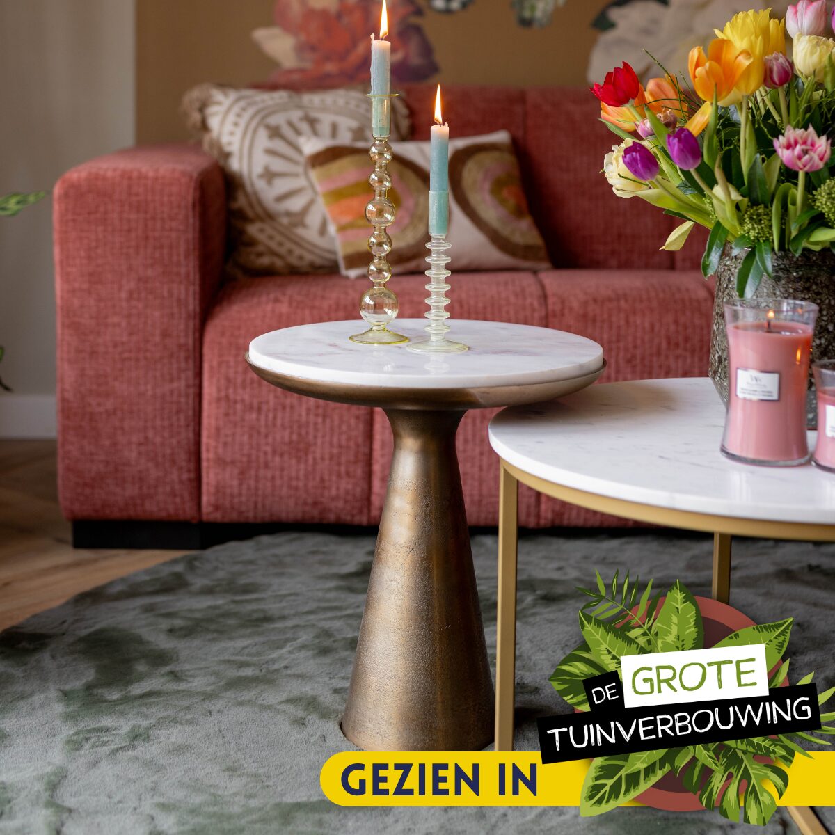 Beistelltisch Essy Groß | Weißer Marmor 45 cm