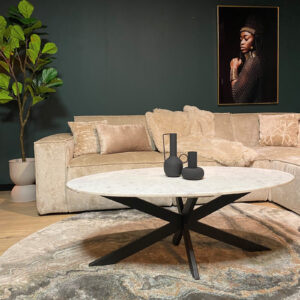 Couchtisch Faye | Oval | Weißer Marmor