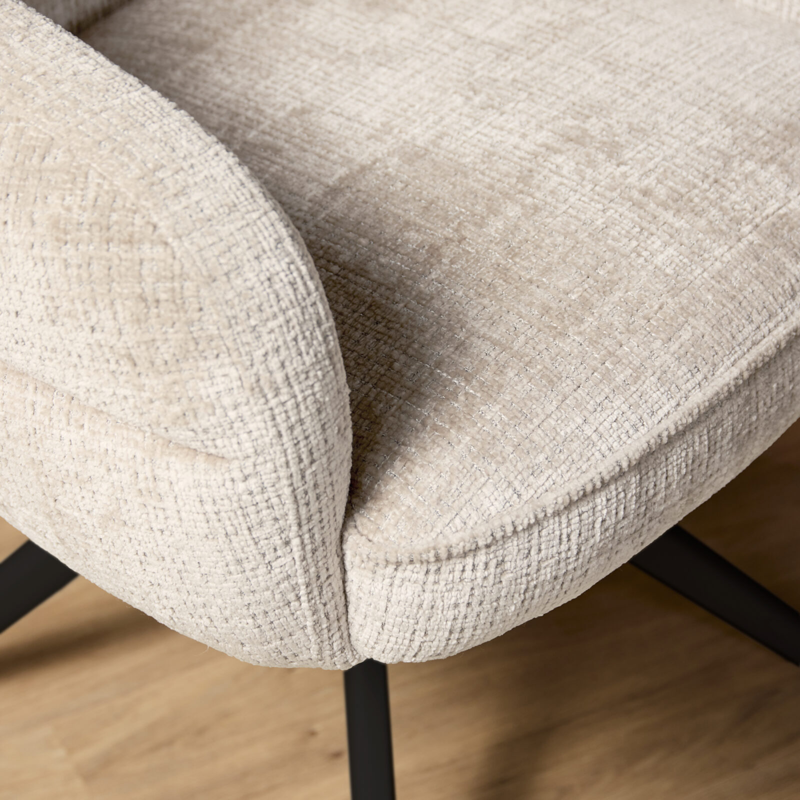 Esszimmerstuhl Bella | Off-White | Gestell Schwarz | Mit Armlehne - Afbeelding 4