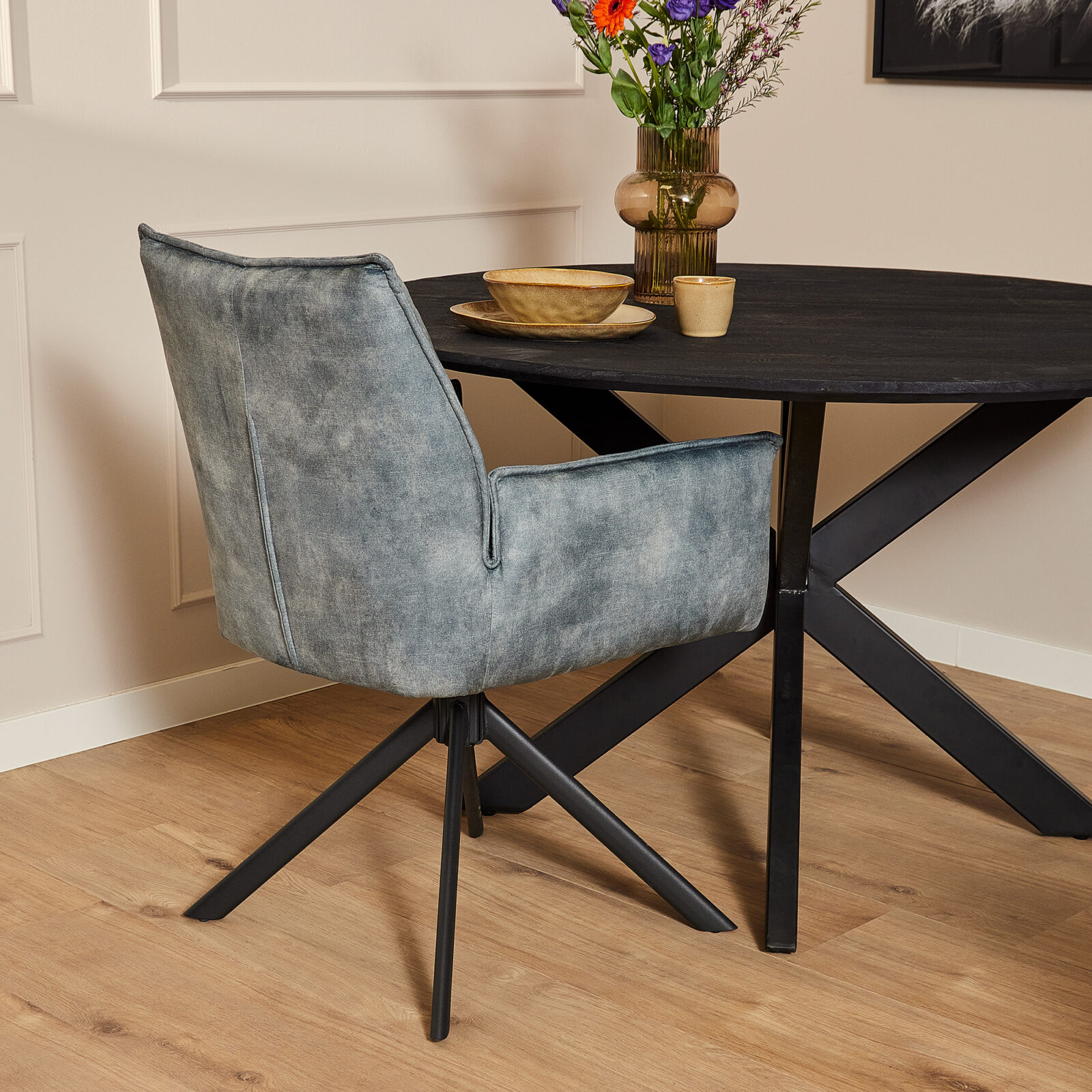 Esszimmerstuhl Dani | Samt Hellblau (2er-Set) - Afbeelding 2