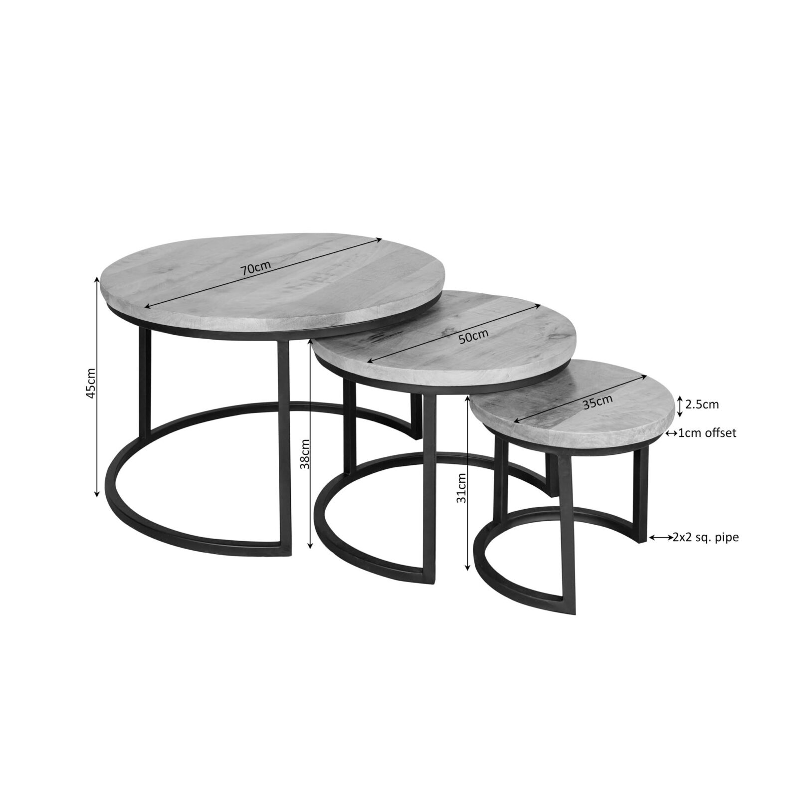 Couchtisch Dakota | 70 cm | 3er-Set – Bild 5